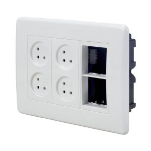 עמדת Home & Office תחת הטיח 6 מודול, 4 שקעים ומתאם גוויס