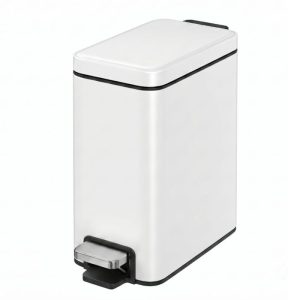 פח אשפה מלבני צר (פח דוושה) אקו טריקה שקטה EKO Genie 5L Rectangular Step Trash Can צבע לבן מט Matte White