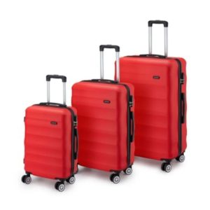 סט 3 מזוודות קשיחות לנסיעות Hard Shell Luggage Set 3 Pieces צבע אדום Red