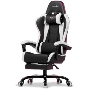 כיסא גיימינג ארגונומי נקסור NEXOR Ergonomic Gaming Chair כולל הדום נשלף צבע לבן White